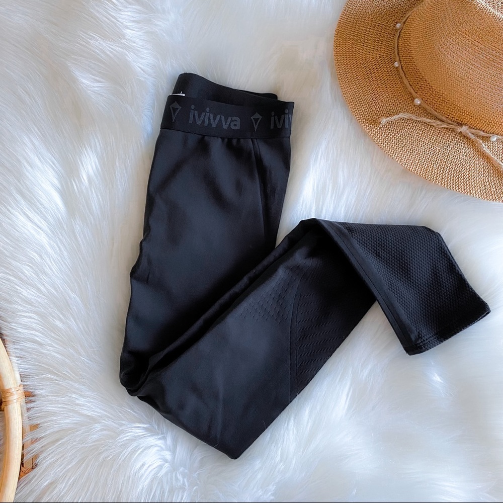 Ivivva By Lululemon Seamless Charcoal Dark Gray Leggings Elastic Waistband 10